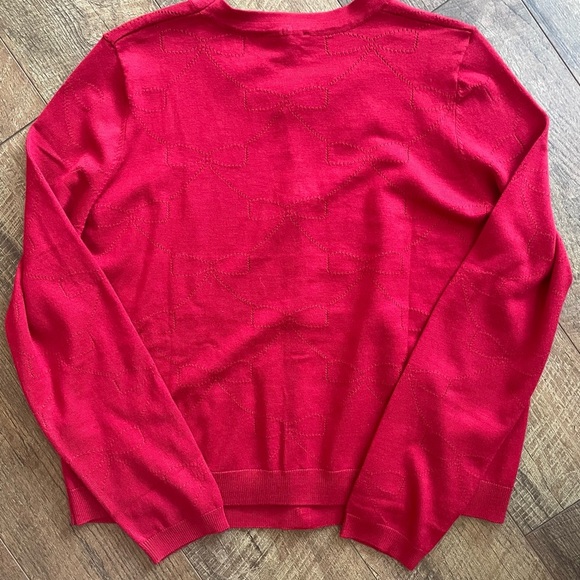 NWT Adrianna Papell Women's Haute Red Crewneck Sweater Rhinestone Bows Large - Picture 11 of 12
